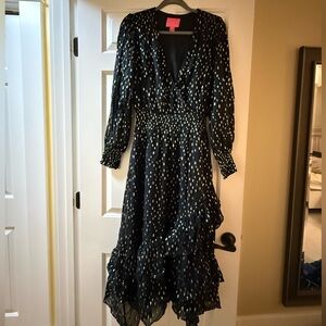 Lilly Pulitzer Christina midi Black and Gold Long Sleeve Dress